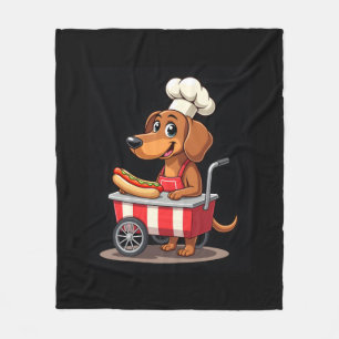 Funny Dachshund Dog Hotdog Sandwich Weenie Sausage Fleece Blanket