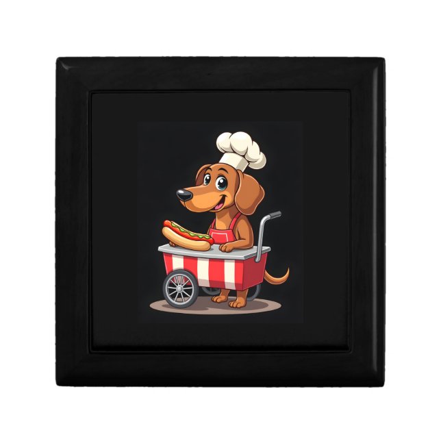 Funny Dachshund Dog Hotdog Sandwich Weenie Sausage Gift Box (Front)