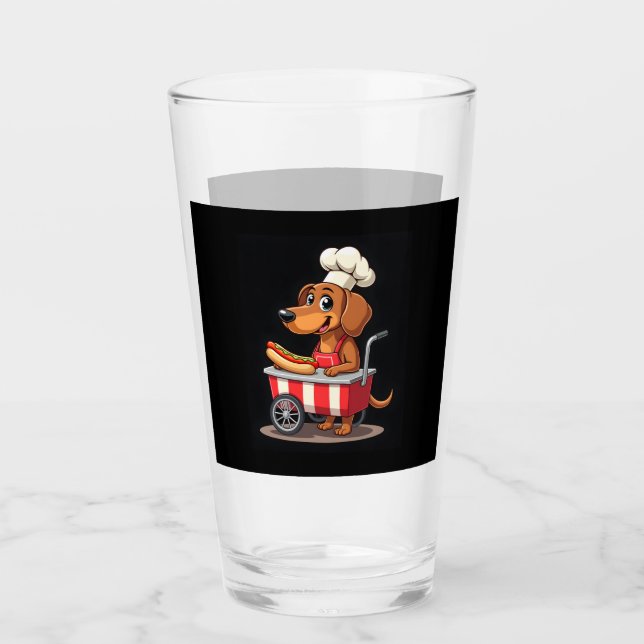 Funny Dachshund Dog Hotdog Sandwich Weenie Sausage Glass (Front)