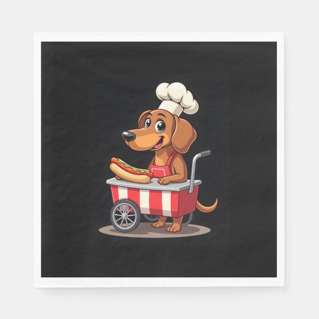 Funny Dachshund Dog Hotdog Sandwich Weenie Sausage Napkins (Front)