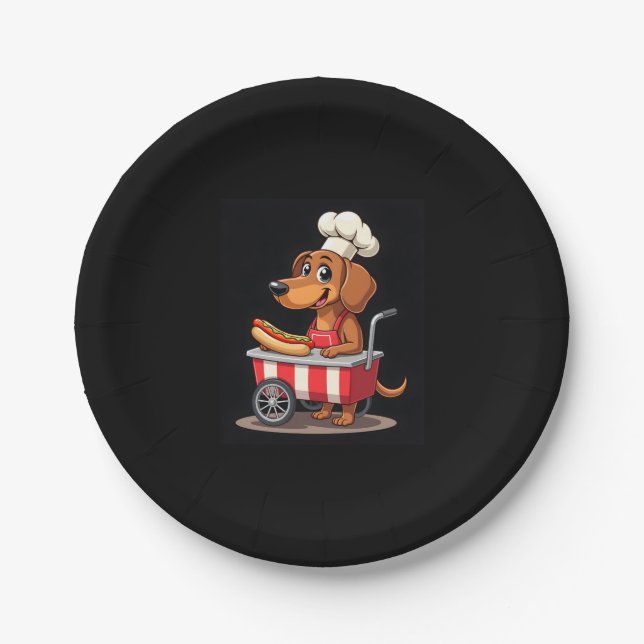 Funny Dachshund Dog Hotdog Sandwich Weenie Sausage Paper Plates (Front)