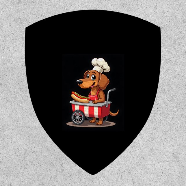 Funny Dachshund Dog Hotdog Sandwich Weenie Sausage Patch (Front)