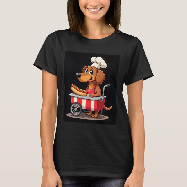 Funny Dachshund Dog Hotdog Sandwich Weenie Sausage T-Shirt (Front)