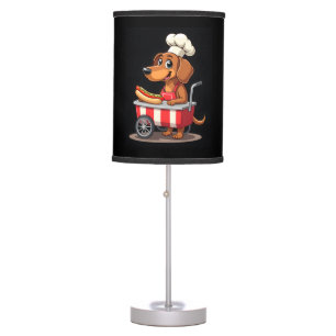 Funny Dachshund Dog Hotdog Sandwich Weenie Sausage Table Lamp