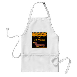 Funny Dachshund Dog Lover Beware of My Wiener Adult Apron