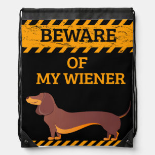 Funny Dachshund Dog Lover Beware of My Wiener Drawstring Bag