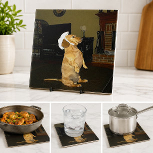 Funny Dachshund Dog Lover Sitting Pretty Kitchen Ceramic Tile