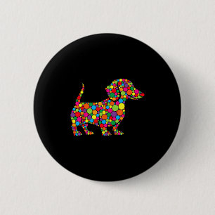Funny Dachshund Dog Lovers Polka Dot Happy Dot Day Button