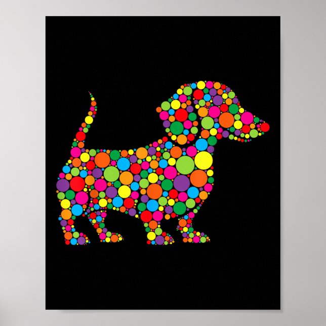 Funny Dachshund Dog Lovers Polka Dot Happy Dot Day Poster (Front)