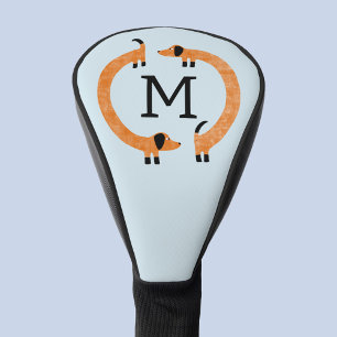 Funny Dachshund Dog Monogram Golf Head Cover