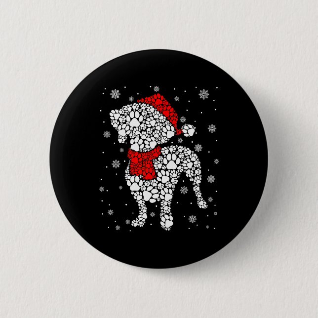Funny Dachshund Dog Paws Santa Hat Christmas Xmas  Button (Front)