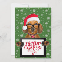 Funny Dachshund Dog Pet Glasses Tablet Merry Xmas 