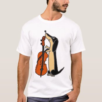 Funny Dachshund Dog Playing Cello Music T-shirt by Petspower at Zazzle