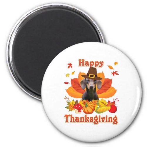 Funny Dachshund Dog Thanksgiving Fall Autumn Magnet