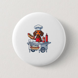 Funny Dachshund Dog Weenie Sausage Hotdog Sandwich Button