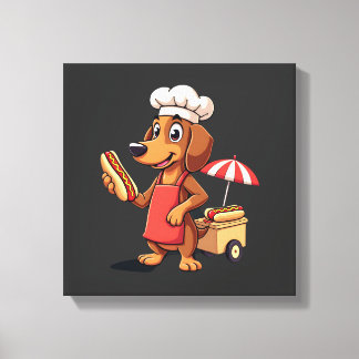 Funny Dachshund Dog Weenie Sausage Hotdog Sandwich Canvas Print