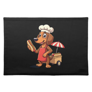 Funny Dachshund Dog Weenie Sausage Hotdog Sandwich Cloth Placemat