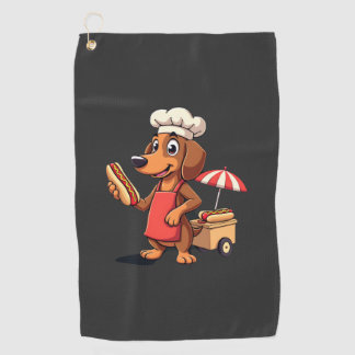 Funny Dachshund Dog Weenie Sausage Hotdog Sandwich Golf Towel