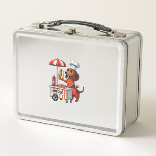 Funny Dachshund Dog Weenie Sausage Hotdog Sandwich Metal Lunch Box