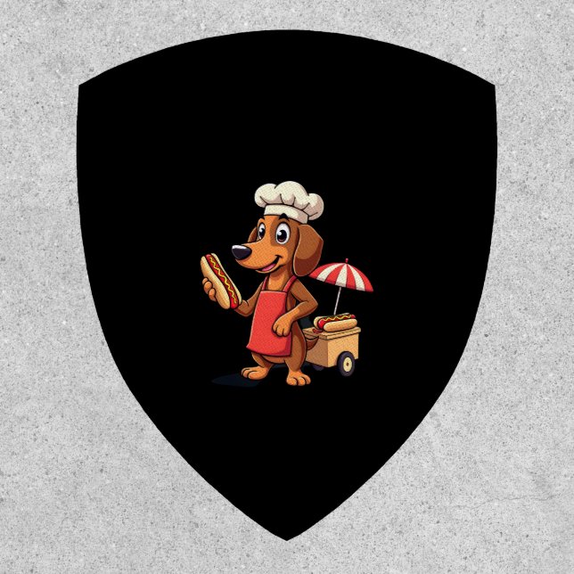 Funny Dachshund Dog Weenie Sausage Hotdog Sandwich Patch (Front)