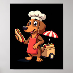 Funny Dachshund Dog Weenie Sausage Hotdog Sandwich Poster