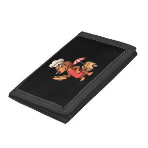 Funny Dachshund Dog Weenie Sausage Hotdog Sandwich Tri-fold Wallet
