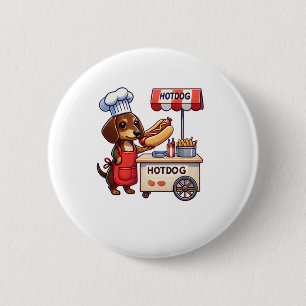 Funny Dachshund Dog Weiner Sausage Hotdog Sandwich Button