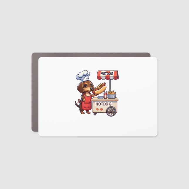 Funny Dachshund Dog Weiner Sausage Hotdog Sandwich Car Magnet (Front)