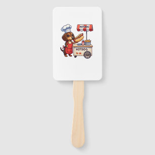Funny Dachshund Dog Weiner Sausage Hotdog Sandwich Hand Fan