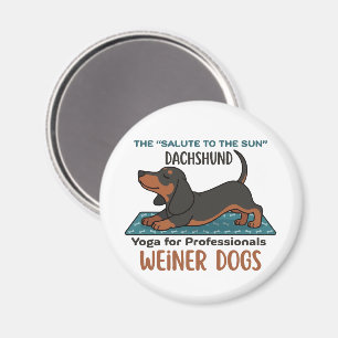 Funny dachshund doing the sun salutation (yoga) magnet