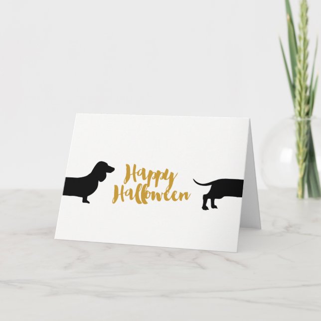 Funny dachshund Halloween Card (Front)
