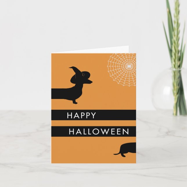Funny Dachshund Halloween Card (Front)