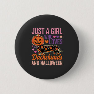 Funny Dachshund Halloween Pumpkin Dog Lover Button
