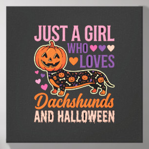 Funny Dachshund Halloween Pumpkin Dog Lover Canvas Photo Tile
