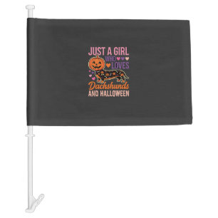 Funny Dachshund Halloween Pumpkin Dog Lover Car Flag
