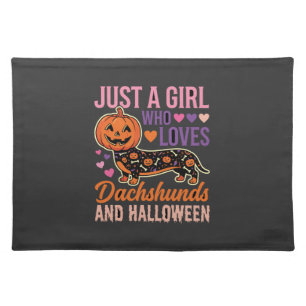 Funny Dachshund Halloween Pumpkin Dog Lover Cloth Placemat