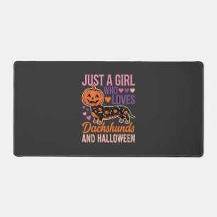 Funny Dachshund Halloween Pumpkin Dog Lover Desk Mat