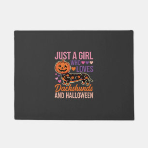Funny Dachshund Halloween Pumpkin Dog Lover Doormat