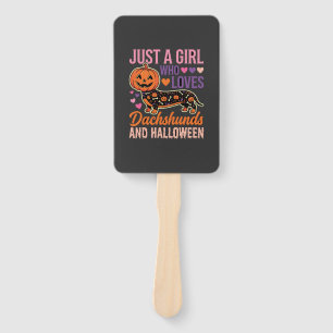 Funny Dachshund Halloween Pumpkin Dog Lover Hand Fan