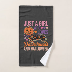 Funny Dachshund Halloween Pumpkin Dog Lover Hand Towel