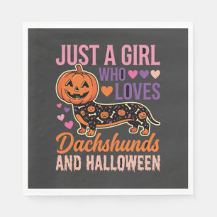 Funny Dachshund Halloween Pumpkin Dog Lover Napkins
