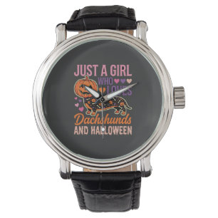 Funny Dachshund Halloween Pumpkin Dog Lover Watch