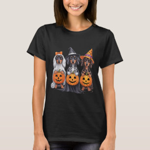Funny Dachshund Halloween Pumpkin Weenie Dog Skele T-Shirt