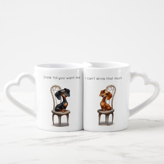 Funny Dachshund His and Her Coffee Mug Set (Front Nesting)