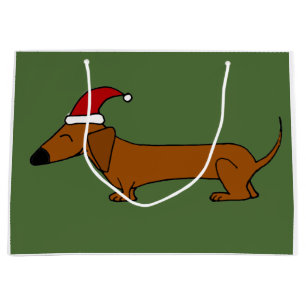 Funny Dachshund in Santa Hat Christmas Gift Bag