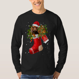 Funny Dachshund In Sock Christmas Santa Hat Xmas D T-Shirt