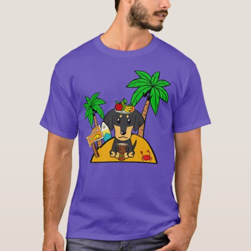 Funny dachshund is on a deserted island T_Shirt