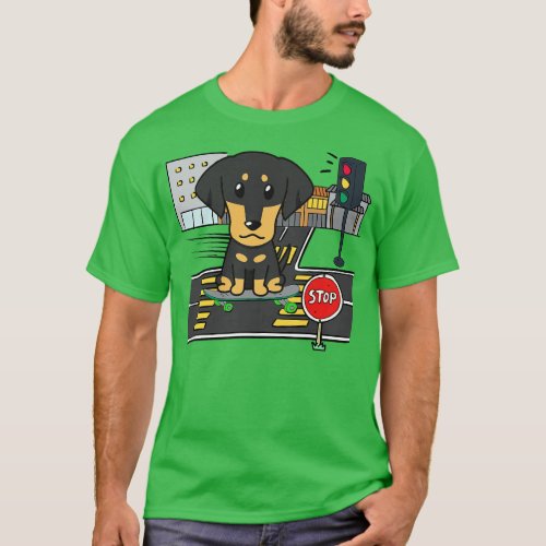 Funny dachshund is on a skateboard T_Shirt