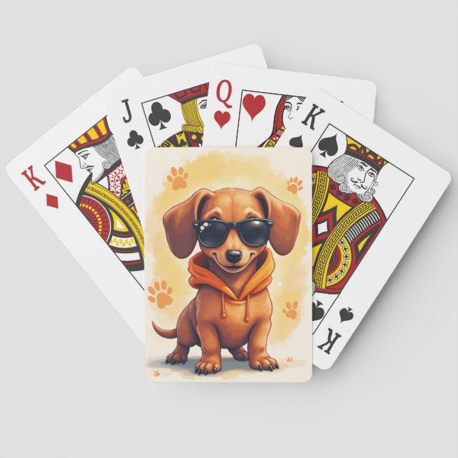 Funny Dachshund Kawaii Dog Poker Cards (Back)