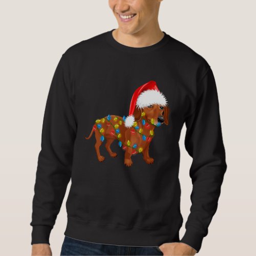 Funny Dachshund Lights Santa Hat Christmas Kids Xm Sweatshirt